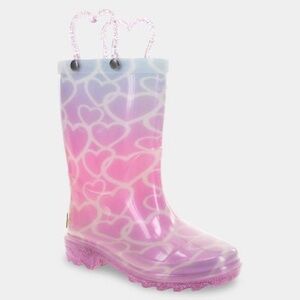 NWT Western Chief Toddler Abby Pearlized Glitter Hearts Rain Boots 8